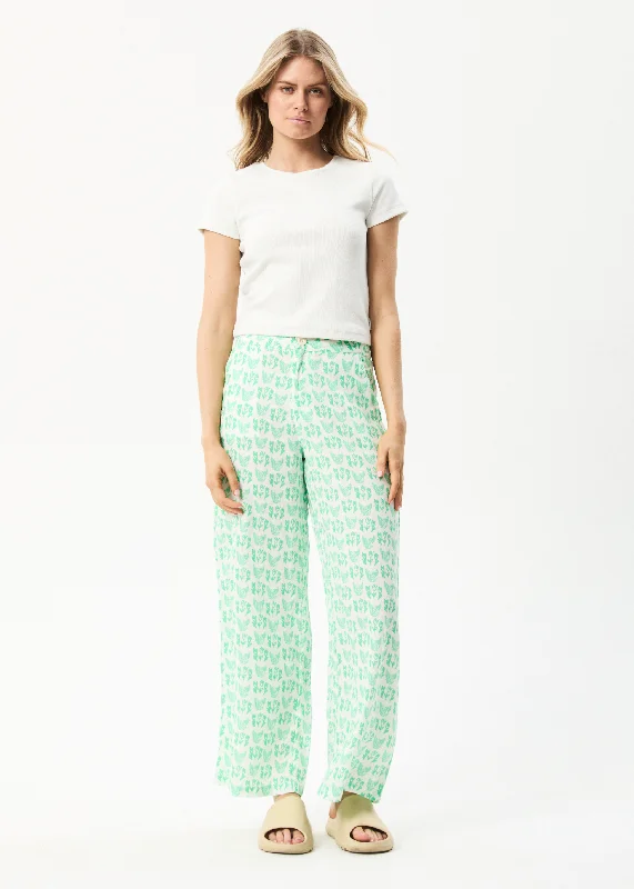 Warm Comfort AFENDS Womens Swan Sienna - Wide Leg Pants - Lime Green