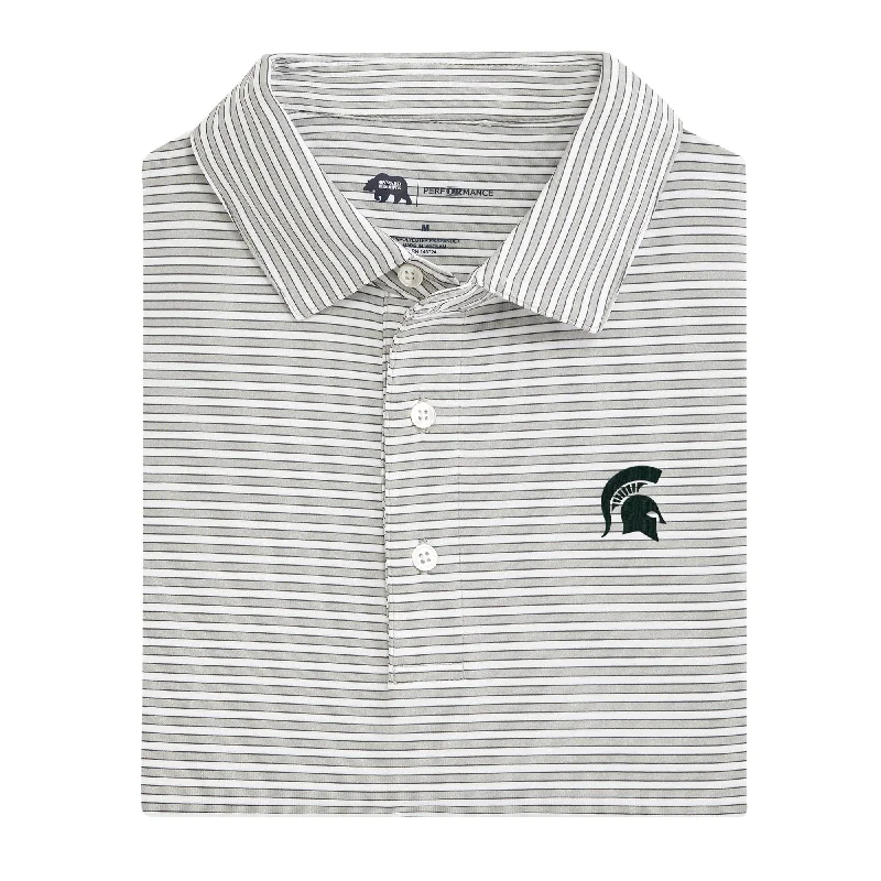 Must-have For Fashion Mulligan Stripe Michigan State Performance Polo
