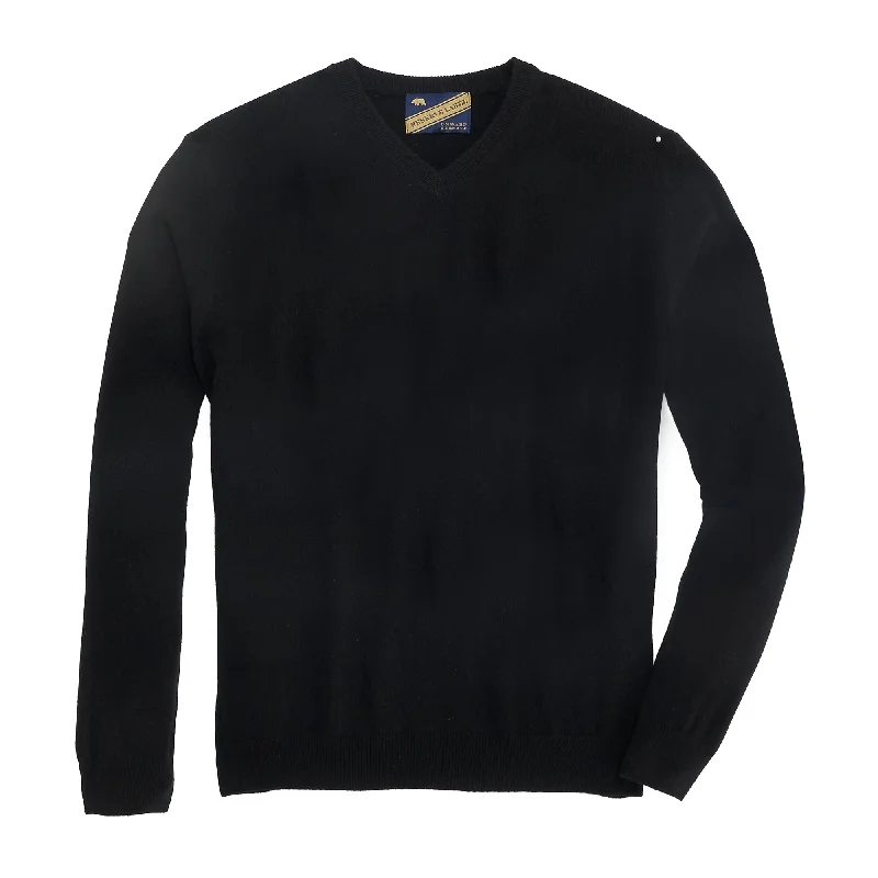 Exquisite Details James Cashmere V Neck- Black