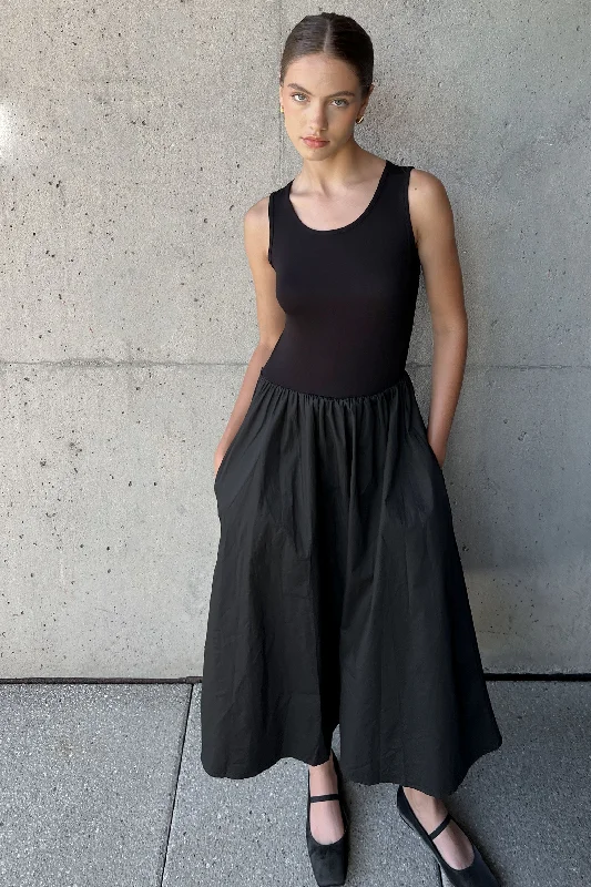 Lounge Wear MIXED MATERIAL MIDI DRESS