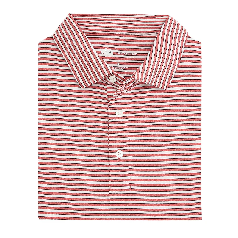 Fresh Wear Mulligan Stripe Performance Polo - Heather Red
