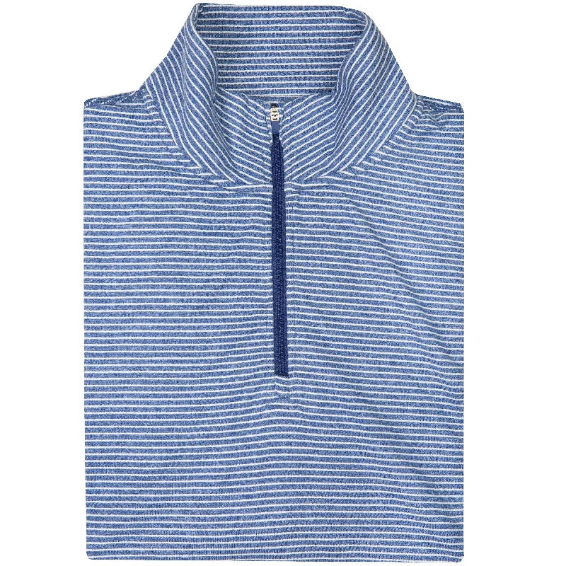 Floral Prints Flow Stripe Performance 1/4 Zip Pullover - Delft/White