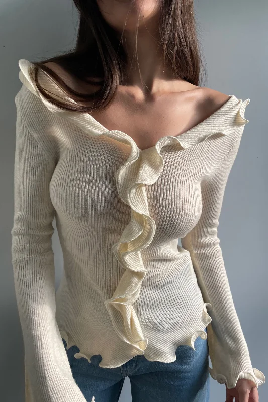 Fashionable And Versatile TOP WITH RUFFLE DETAIL