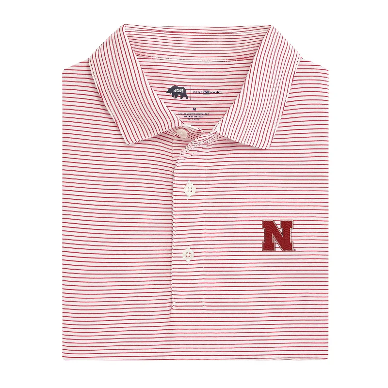 Luxury and fashionable Birdie Stripe Nebraska Performance Polo