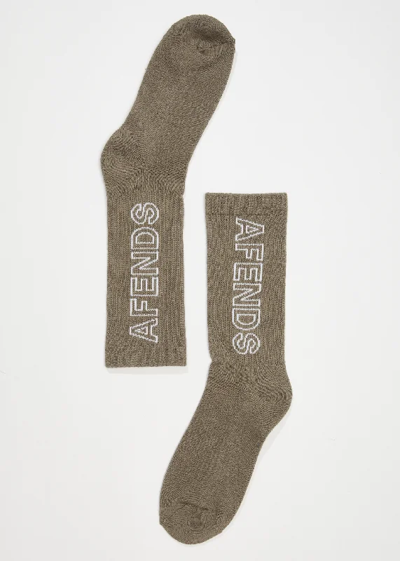 Sports Comfort Style AFENDS Unisex Outline - Crew Socks - Beechwood