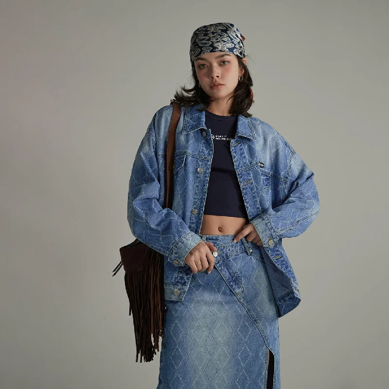 New Design Argyle Denim Jacket