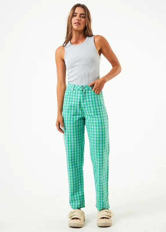 Stylish Wear AFENDS Womens Tully Shelby - Check Wide Leg Pants - Forest Check