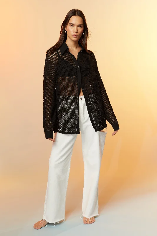 Design sense MESH BUTTON UP