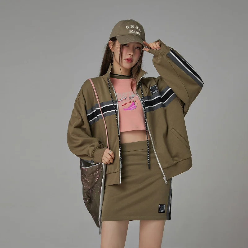 Layered Style Through Time Zip-Up Loose-Fit Jacket