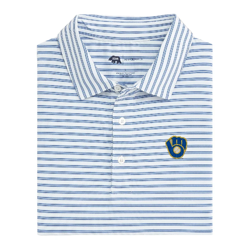 Trendy Looks Milwaukee Brewers Cooperstown Wedge Stripe Performance Polo