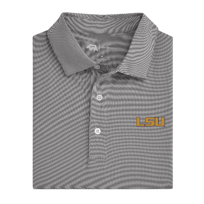 Retro Style Hairline Stripe LSU Performance Polo