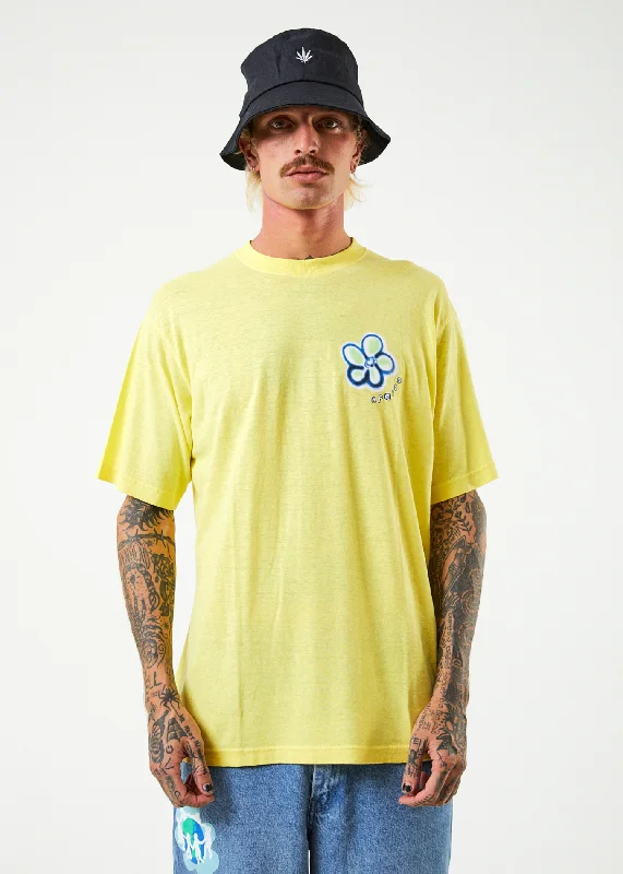 Retro Design AFENDS Mens Rave - Retro Graphic T-Shirt - Lemonade