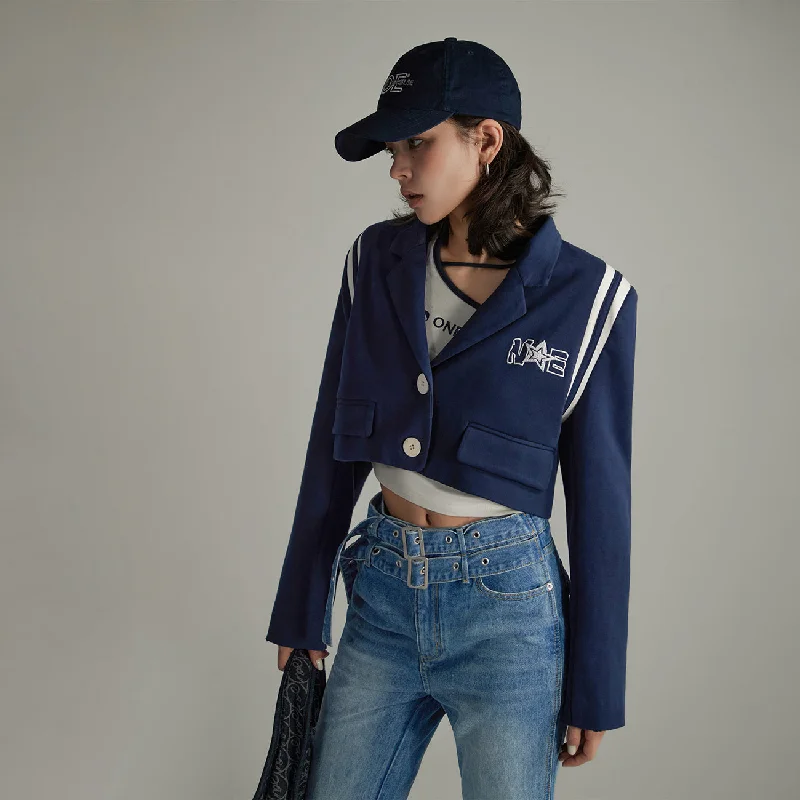 Retro Style Cropped Varsity Jacket