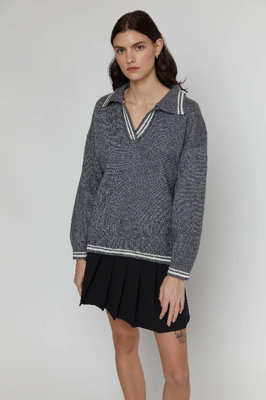Exquisite Tailoring CONTRAST TRIM COLLARED SWEATER