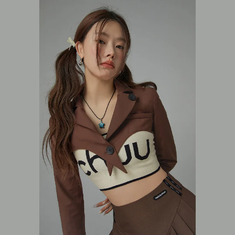 Urban Sense One Button Cropped Jacket