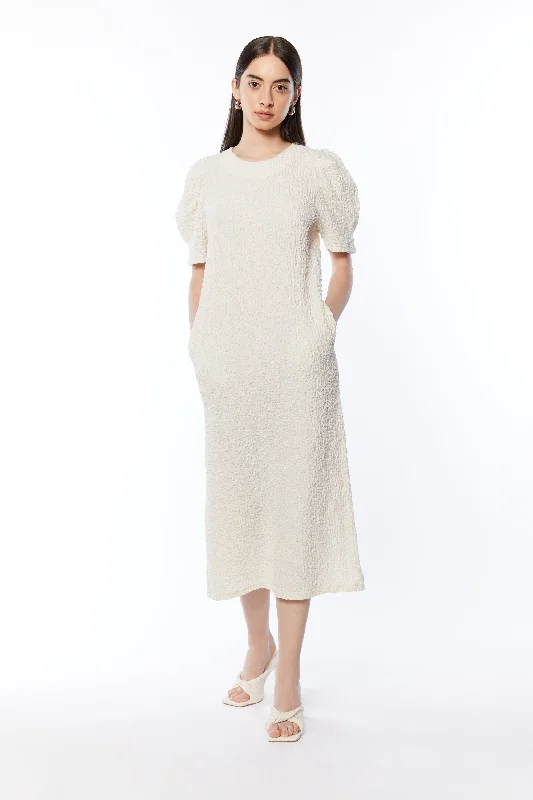 Sports High Waist Style CRINKLED MIDI DRESS
