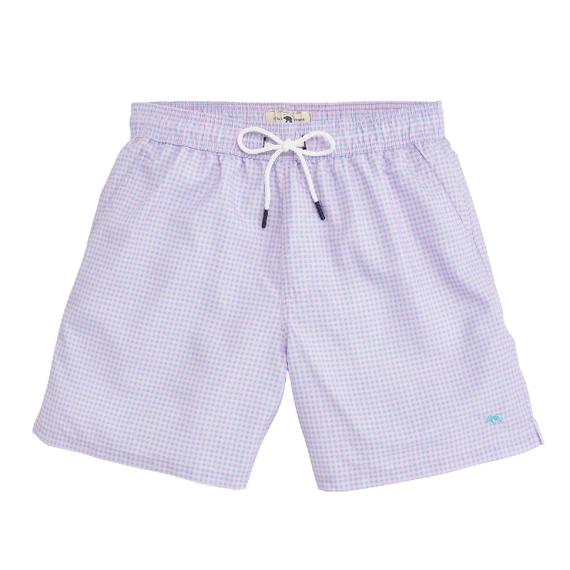 Fresh And Simple Micro Gingham Swim Trunk - Rose Shadow