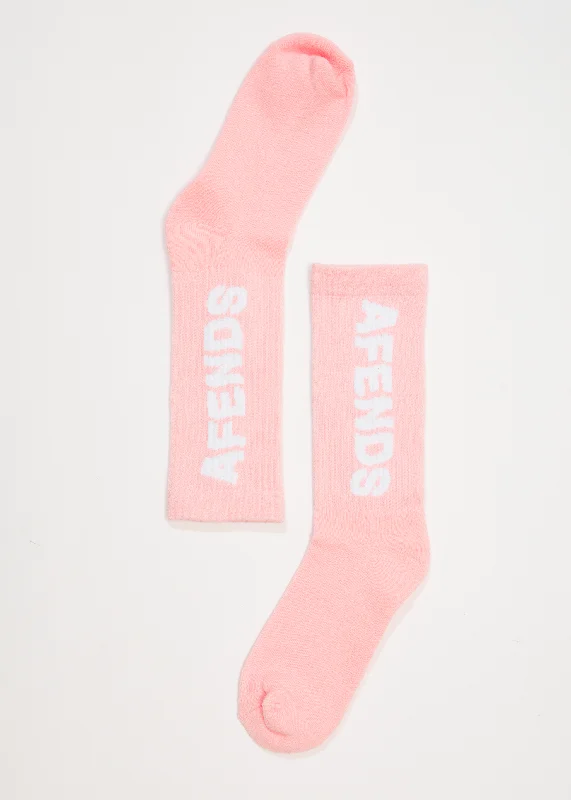 Knitted Design AFENDS Unisex Vortex - Crew Socks - Powder Pink
