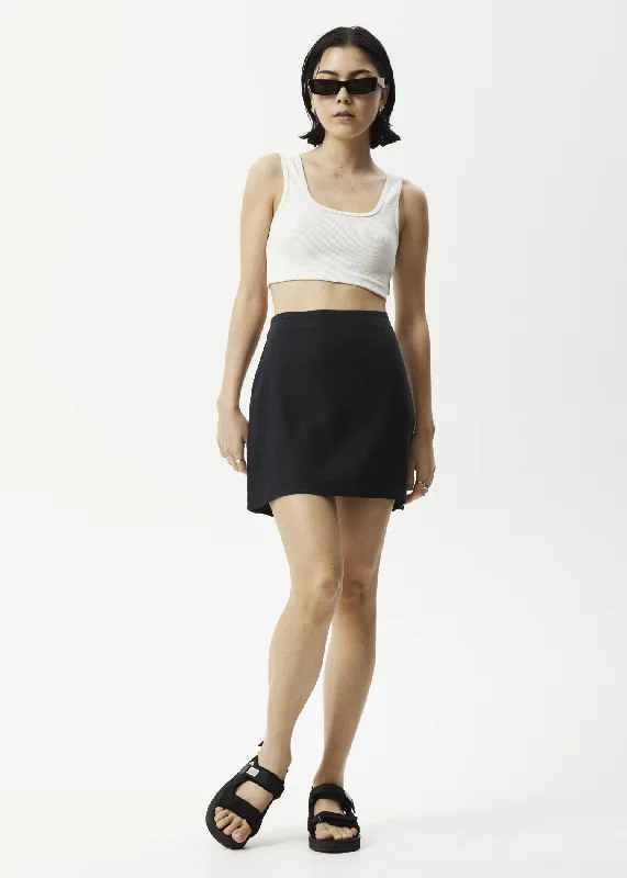 Round neck design AFENDS Womens Mariah - Mini Skirt - Black