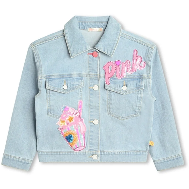 Luxury Temperament Billieblush Double Stone + Bleach Denim Jacket