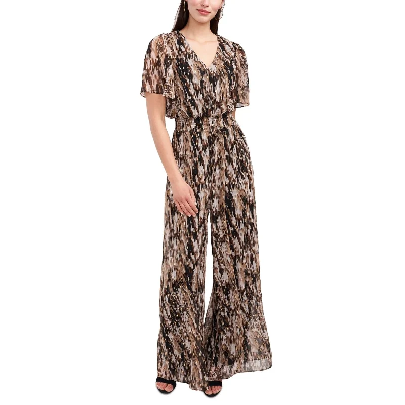 Personalized Outfit MSK Women's Smocked Wide Leg Jumpsuit Brown Size Medium