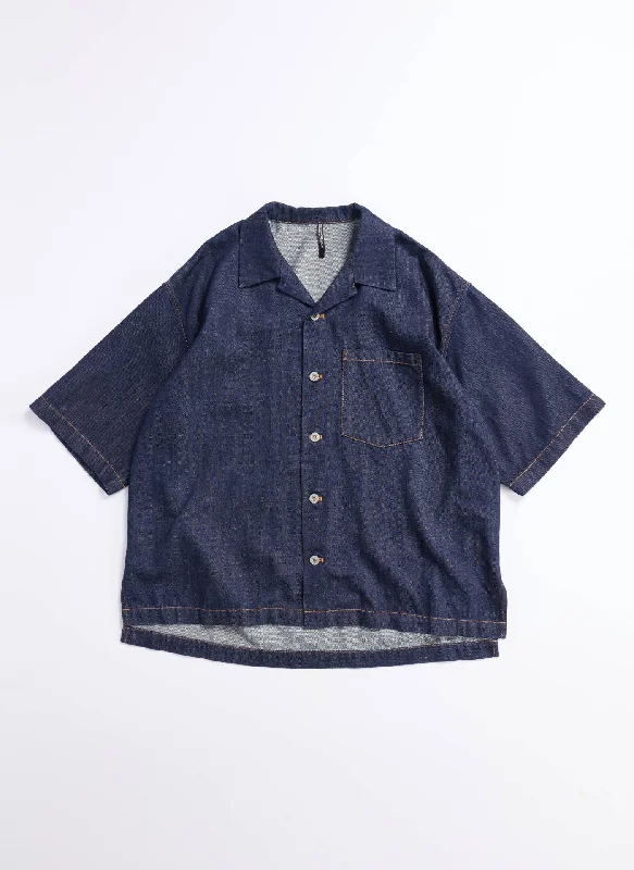 Double-sided Wear Indigo Cotton linen Denim Shirt Jacket