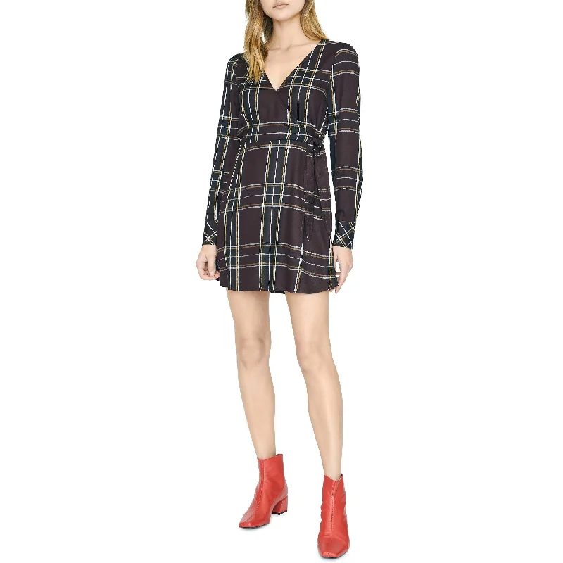 Effortless Wear Sanctuary Women's Upbeat Faux Wrap Plaid Party Dress Purple Size 10