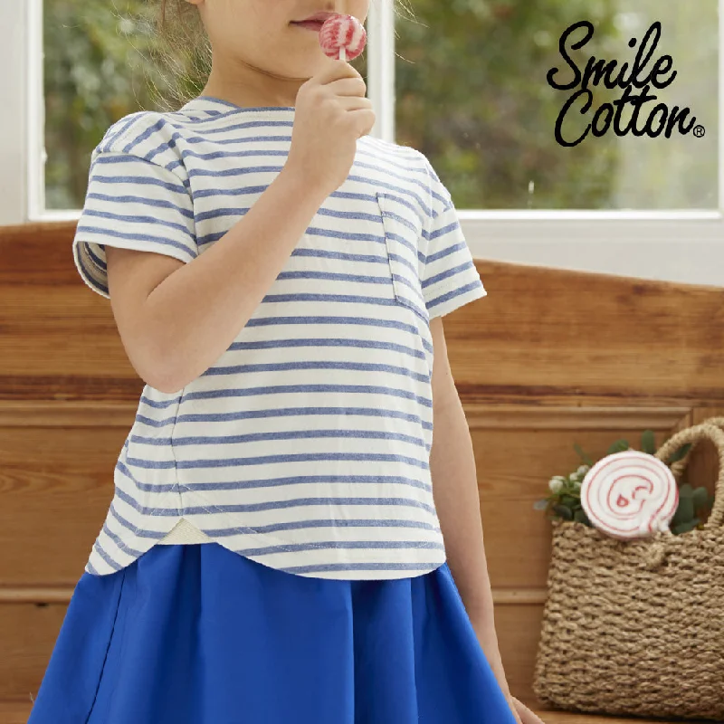 Noble Temperament HÄP & CRAFT | Kidswear | Smile Cotton Plain Stitch T-shirt - Off White / Top Gray / Off White x Top Blue / Black Off