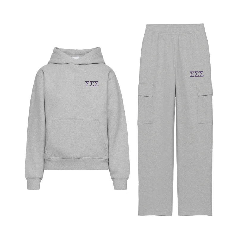Stunning Fashion Sigma Sigma Sigma Fave Fit Fleece Cargo Hoodie Set
