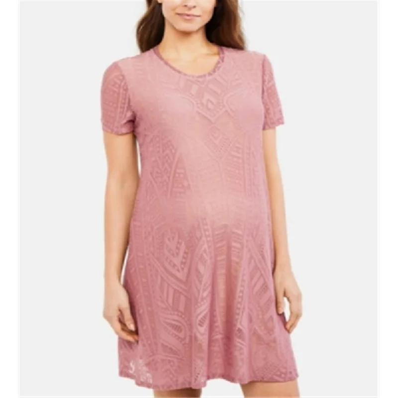 British Fashion BCBGMAXAZRI Women's Maternity Textured A Line Dress Pink Size Medium