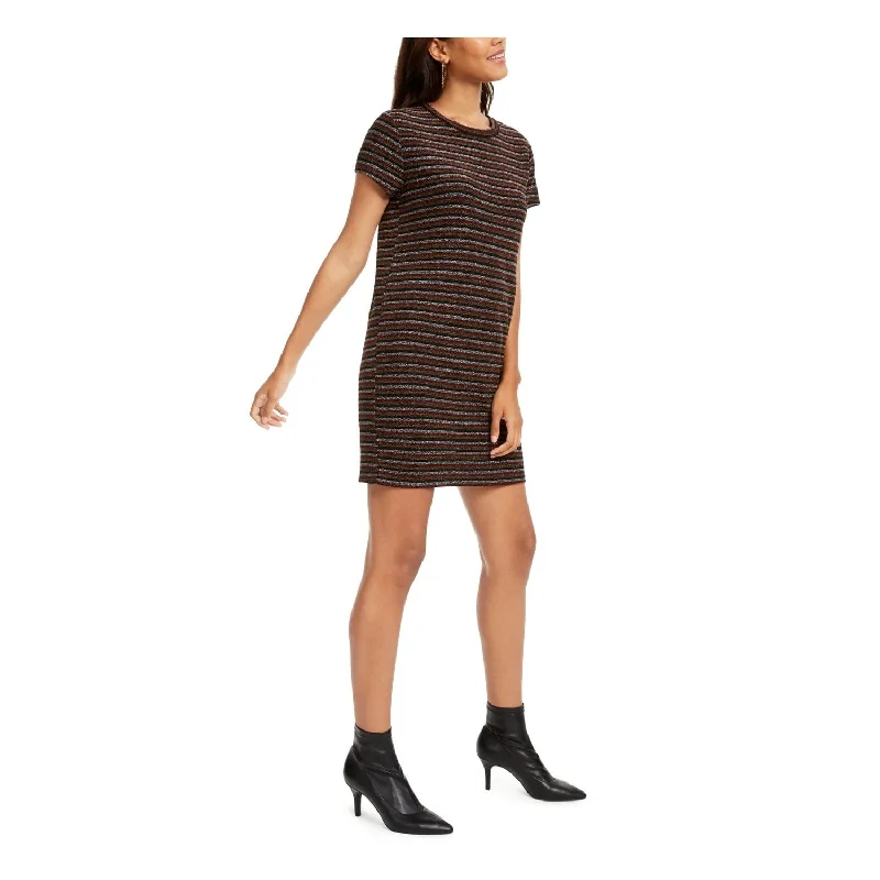 Renaissance Style Rosie Harlow Women's Metallic Striped T-Shirt Dress Black Size X-Small
