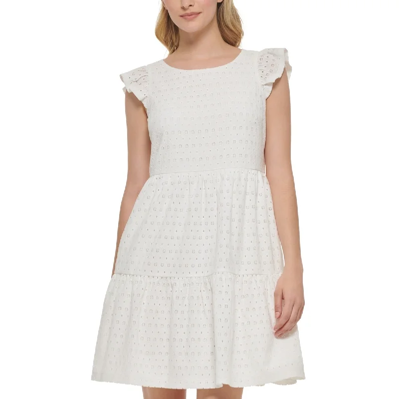 Noble And Elegant Jessica Howard Women's Eyelet Tiered Dress White Size 16