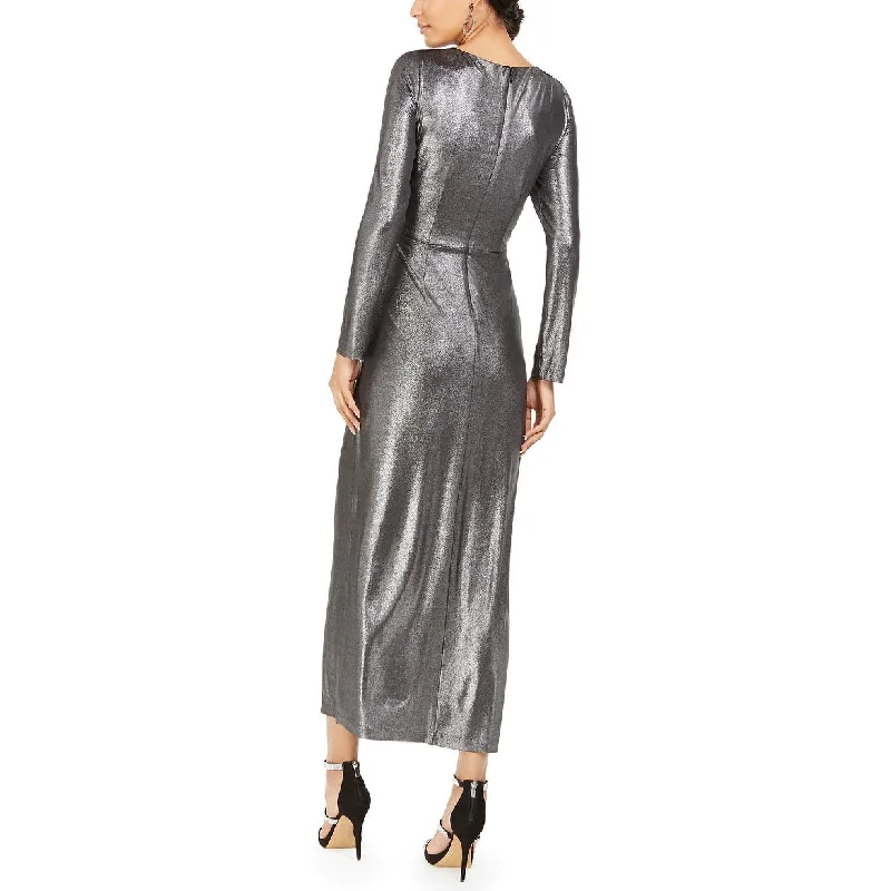 Double-sided Wear Julia Jordan Women's Liquid Metal Maxi Dress Gray Size 4