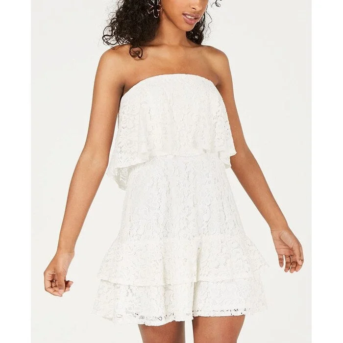 Classic Retro City Studio Women's Lace Ruffled Mini Dress White Size 11