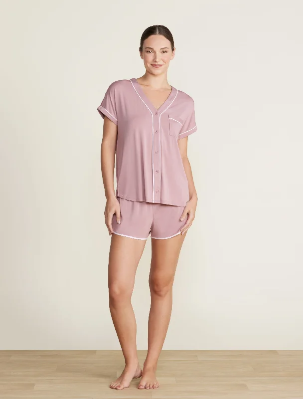 Youthful Vitality Barefoot Dreams Malibu Collection Piped Pajama Set in Teaberry