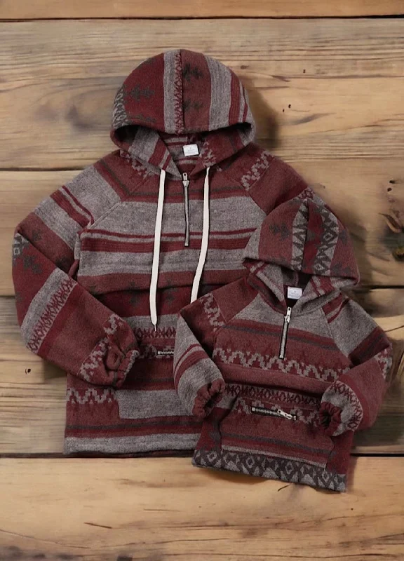 Nightclub Style Mama / Mini Burgundy Aztec Pullover