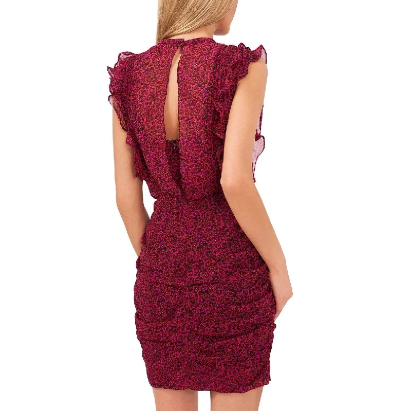 Body Design Msk Women's Ruffle Sleeve Ruched Dress Brown Size X-Small
