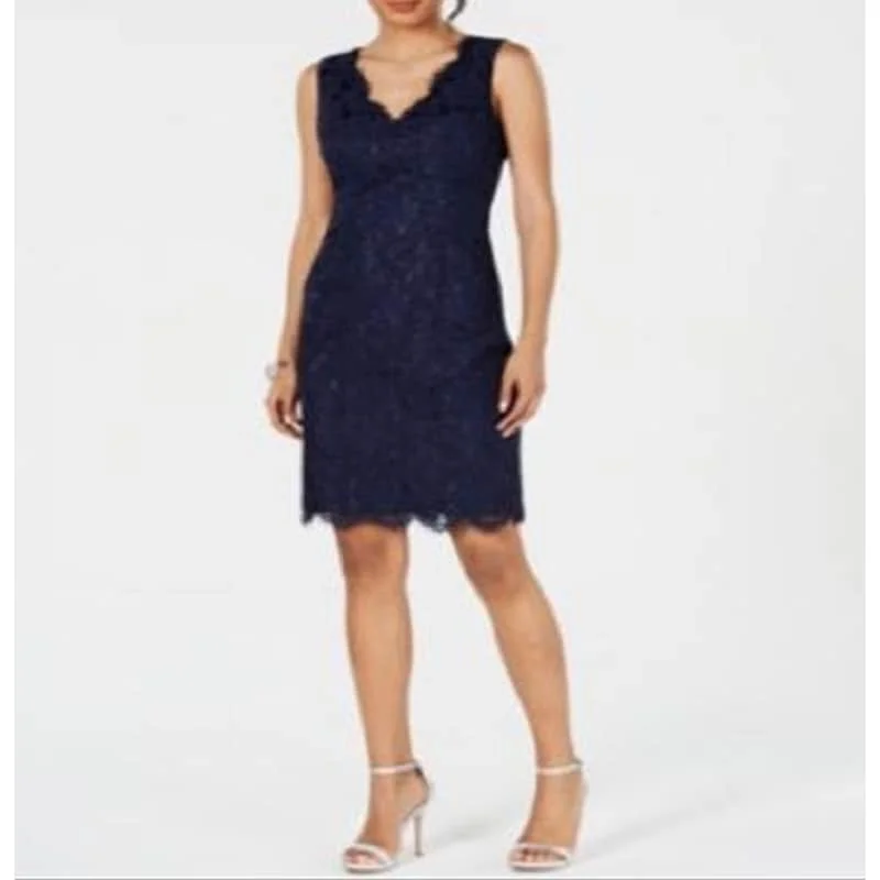 Fashionable And Fashionable Vince Camuto Women's Lace Sheath Dress Blue Size 10