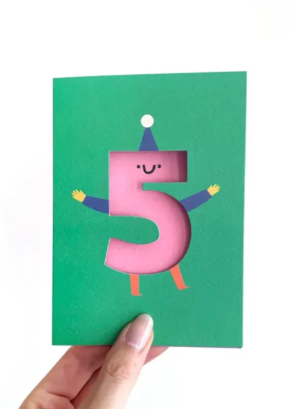 Casual Comfort Age 5 Die-Cut Birthday Card