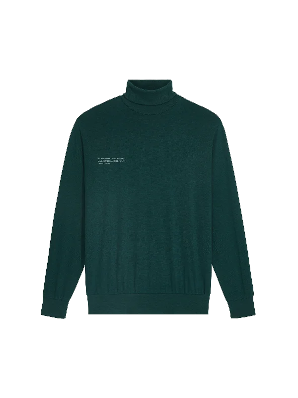 Warm And Comfortable Women's Seaweed Lyocell Fine Knit Turtleneck Top—Foliage Green