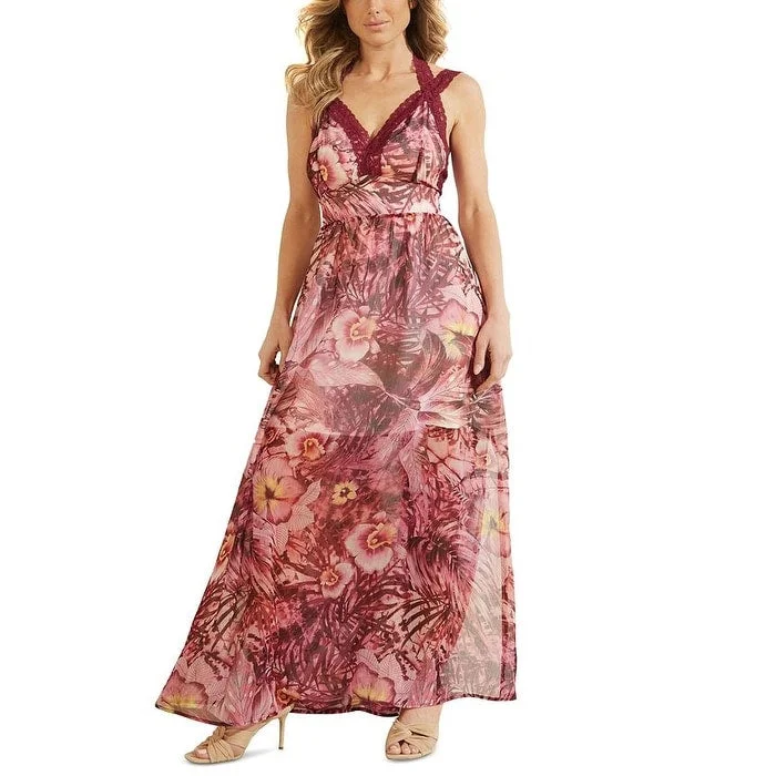Elegant And Lazy Guess Women's Chrissy Maxi Dress Pink Size X-Small