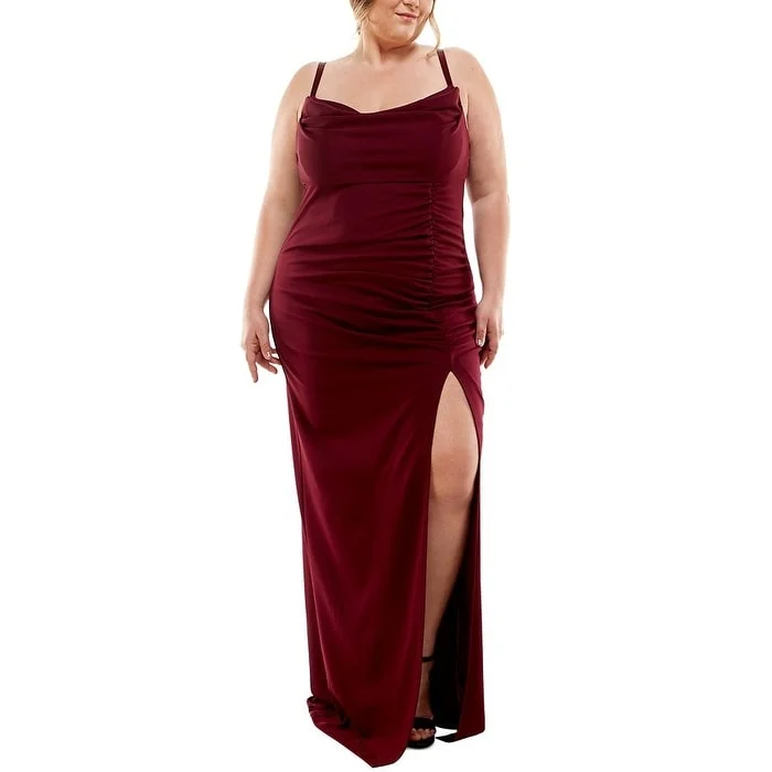 Exclusive Customization Emerald Sundae Women's Cowlneck Side Ruched Maxi Dress Purple