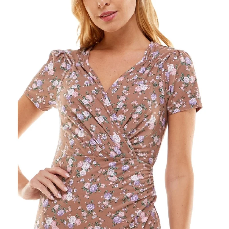 Body Design Ultra Flirt Junior's Colorblocked Dress Brown Size Small