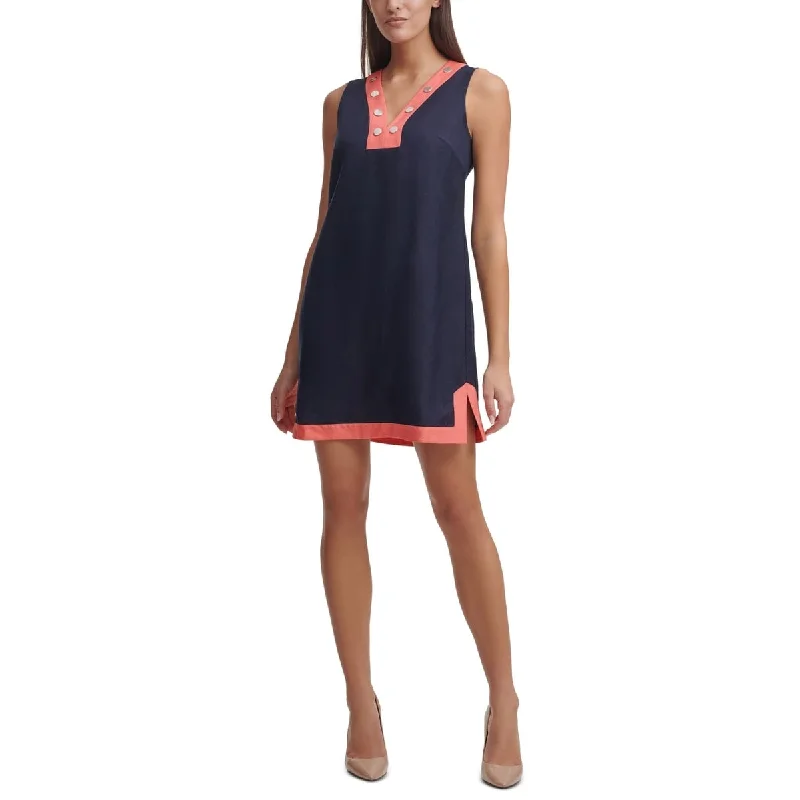 Fashion Style Tommy Hilfiger Women's Contrast Trim Shift Dress Blue Size 10
