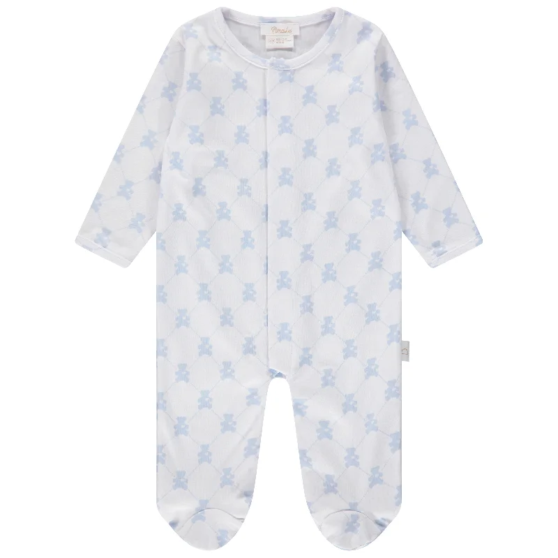 Sports Casual Style Pimalu Snap Footie in Light Blue Teddy Bears