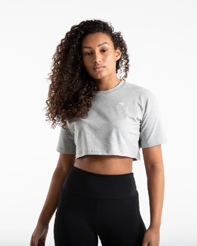 Comfortable down Cropped Strike T-Shirt - Grey