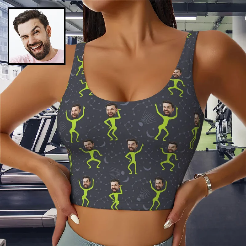 Romantic Temperament Custom Face Dancing Figure Sports Bra Personalized Women's All Over Print Yoga Sports Bra