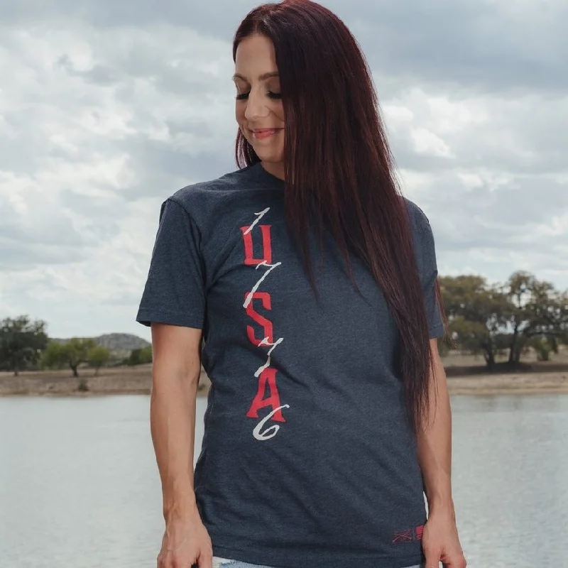 Retro Style Women's USA 1776 Boyfriend Fit T-Shirt - Midnight Navy