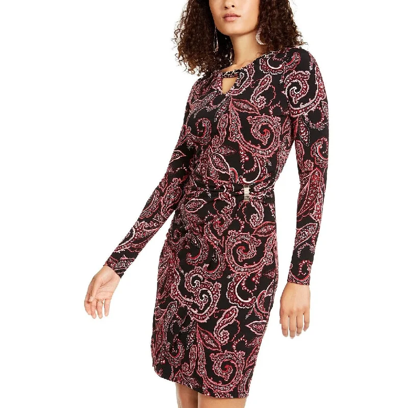 Goddess Style Thalia Sodi Women's Chain-Detail Wrap Dress Black Size Large