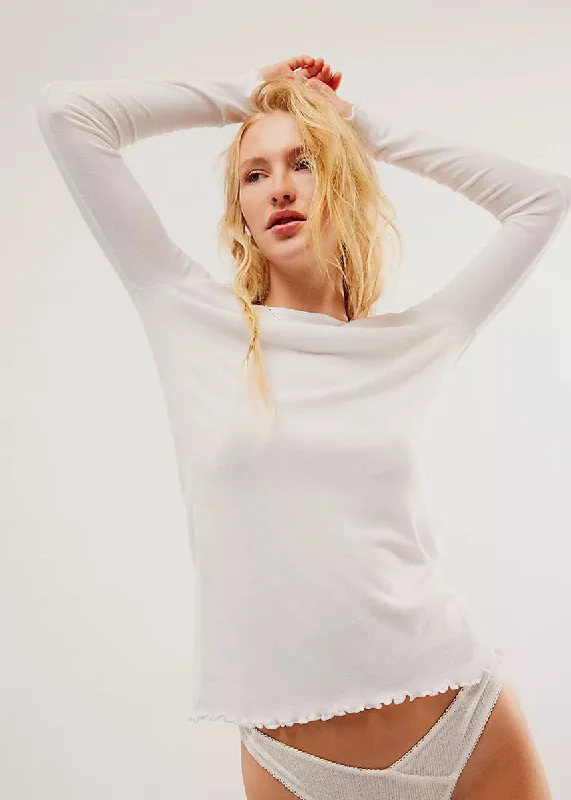 Elegant Style Long Nights Layering Top - Optic White